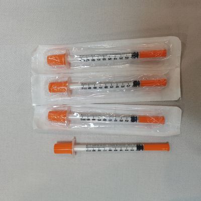 1 ml insuline-injectiespuit met vaste naald concentrisch 100 eenheden of 40 eenheden